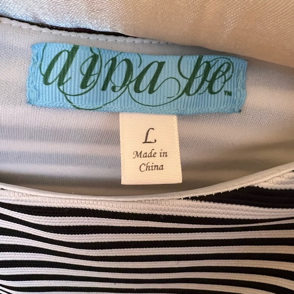 DINA BE Black and White Striped Dress Size Large - Picture 8 of 9